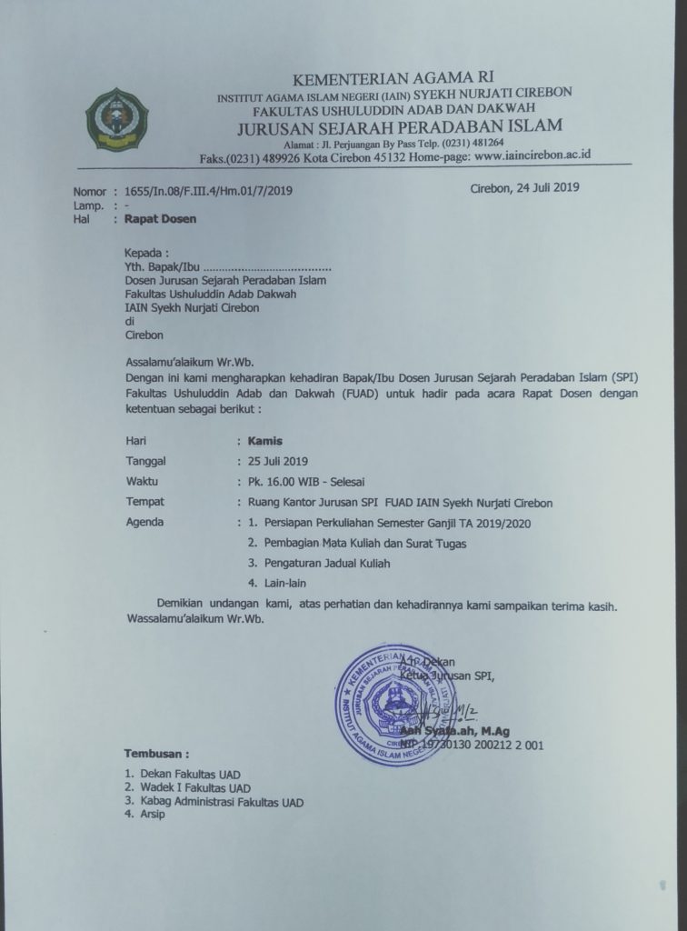 RAPAT DOSEN JURUSAN SEJARAH PERADABAN ISLAM